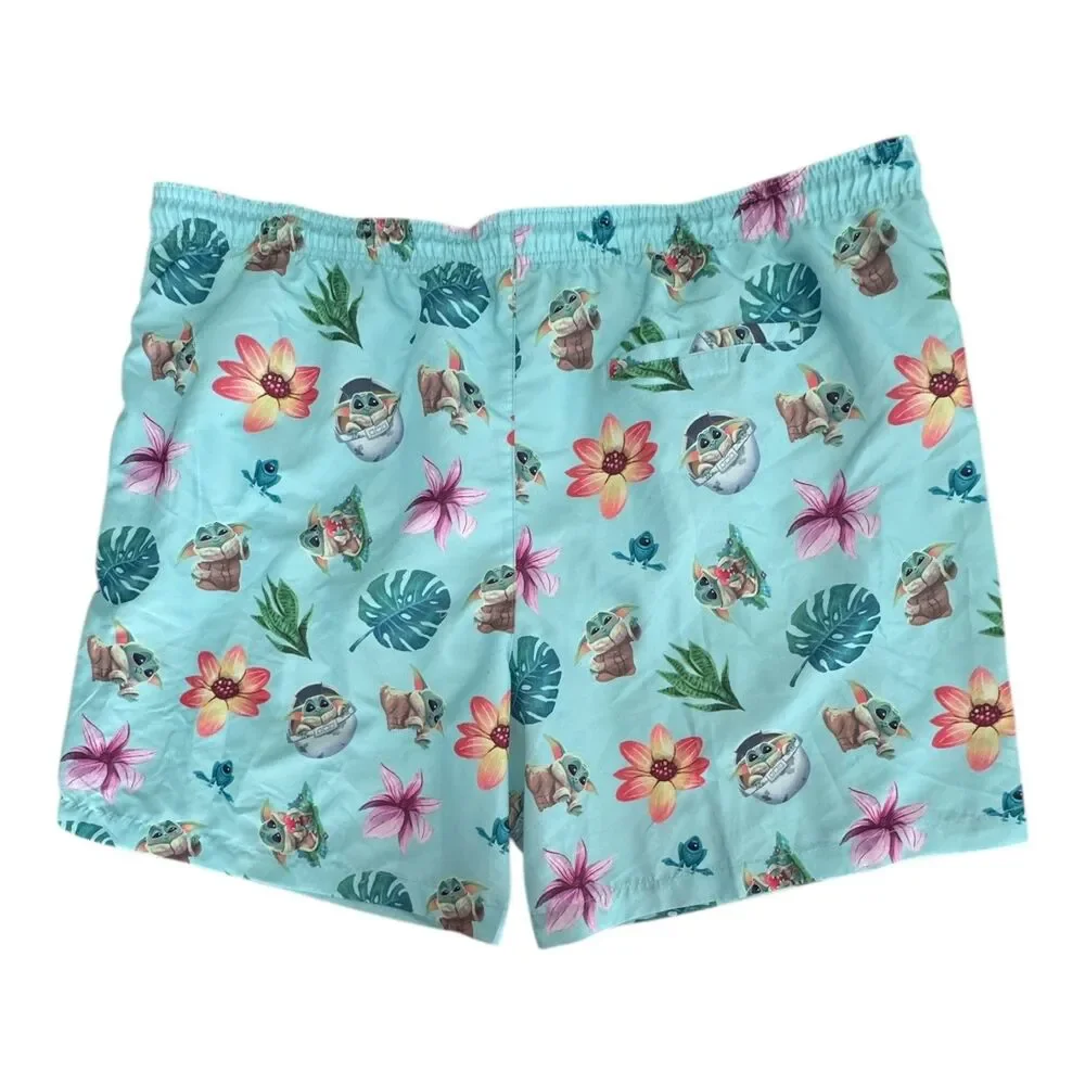 Star Wars Swim Trunks Mens 2XL Grogu Baby Yoda Floral Board‎ Shorts